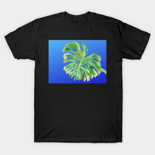 TROPICAL FROND - GREEN LEAF, BLUE SKY - ORIGINAL WATERCOLOR PAINTING OF PALM TREE LEAF T-Shirt